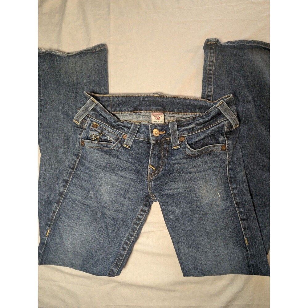True Religion Blue Denim Jeans Size 29 Distressed Hem